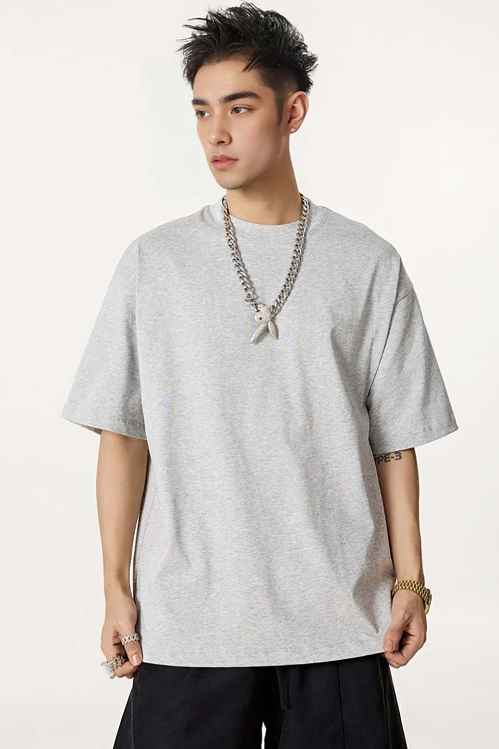 High-Density Long-Staple Cotton T-Shirt 255g - Solid Color Regular Shoulder Short Sleeve