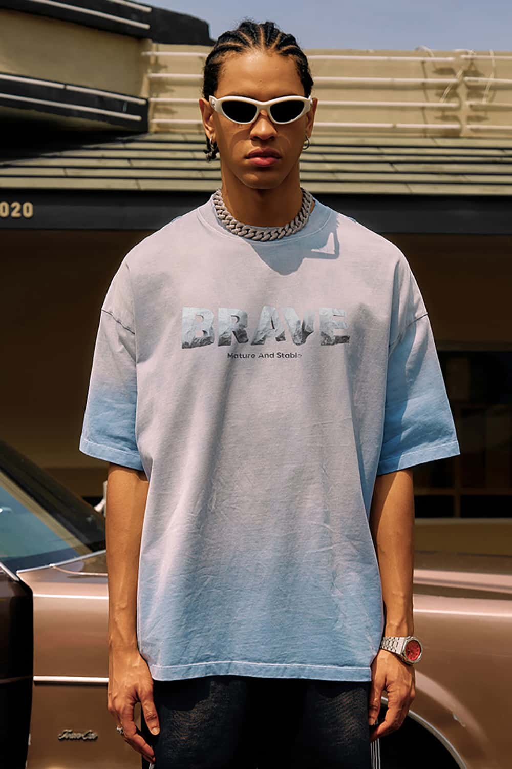 Heavyweight Tie-Dye Washed Vintage T-Shirt - Street Style Letter Print Short Sleeve Tee