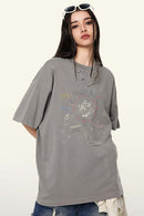 Washed Angel Graphic Tee - Light Gray