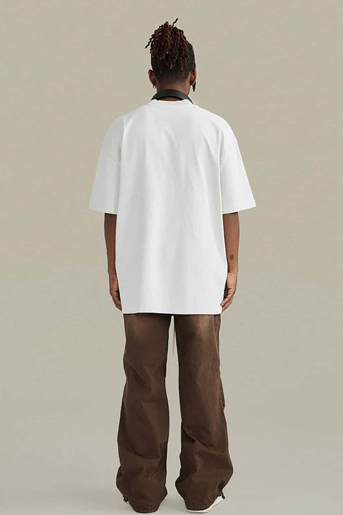 Washed Graphic Pocket Tee - White