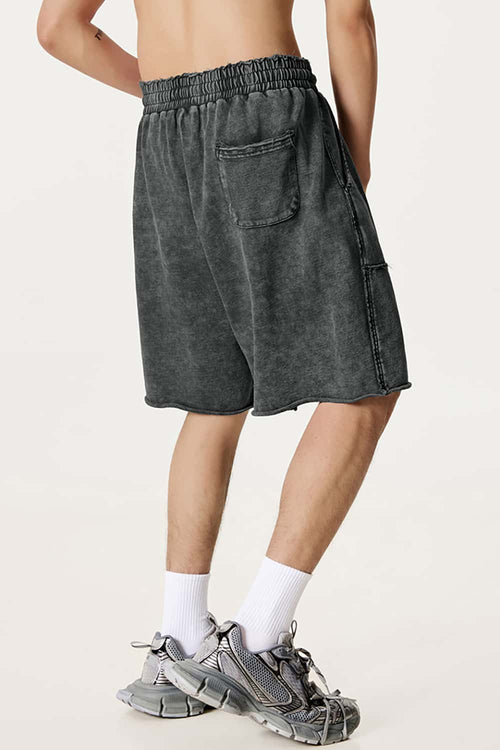 Wax-Dyed Spliced Cargo Shorts - Dark Gray
