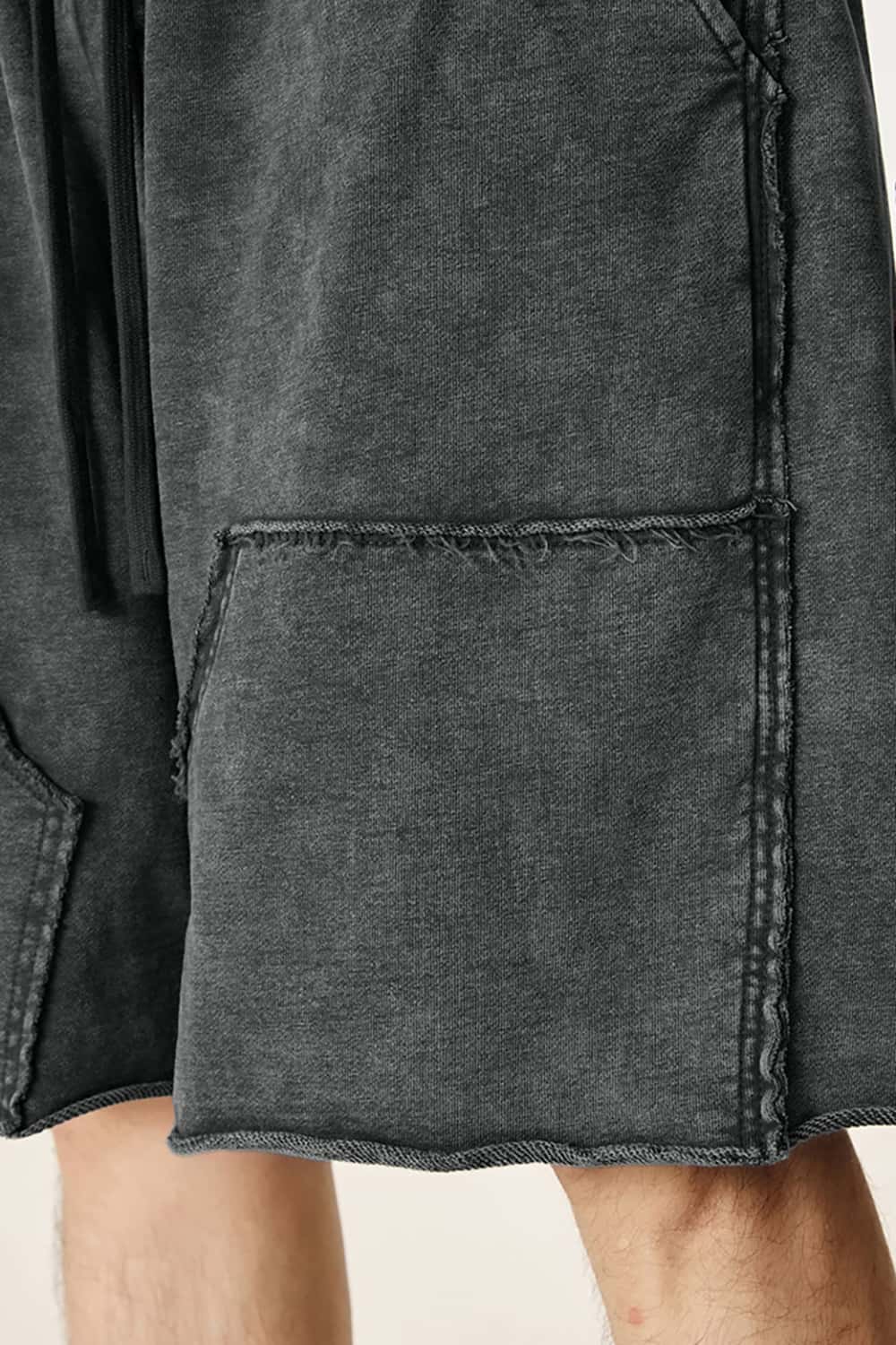 High Street Wax-Dyed Faded Patchwork Casual Cargo Shorts