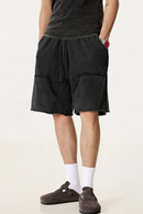 Wax-Dyed Spliced Cargo Shorts - Vintage Black