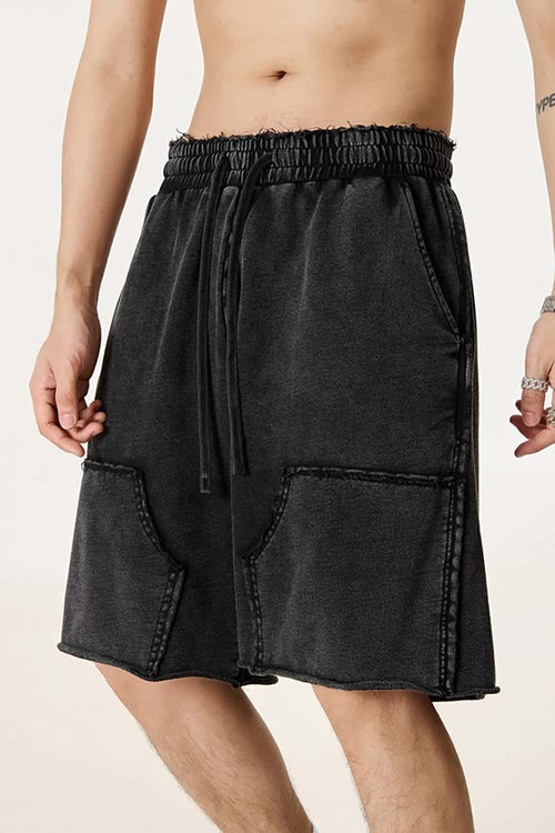 Wax-Dyed Spliced Cargo Shorts - Vintage Black