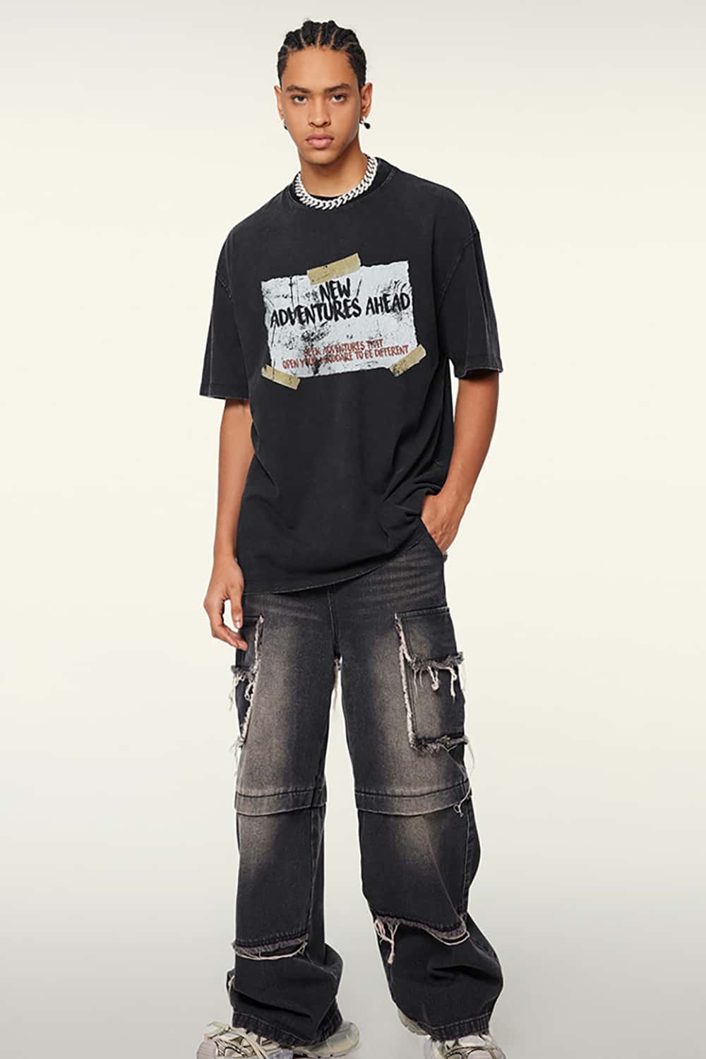 White Ink Heavyweight Graphic Tee - Fried Snowflakes