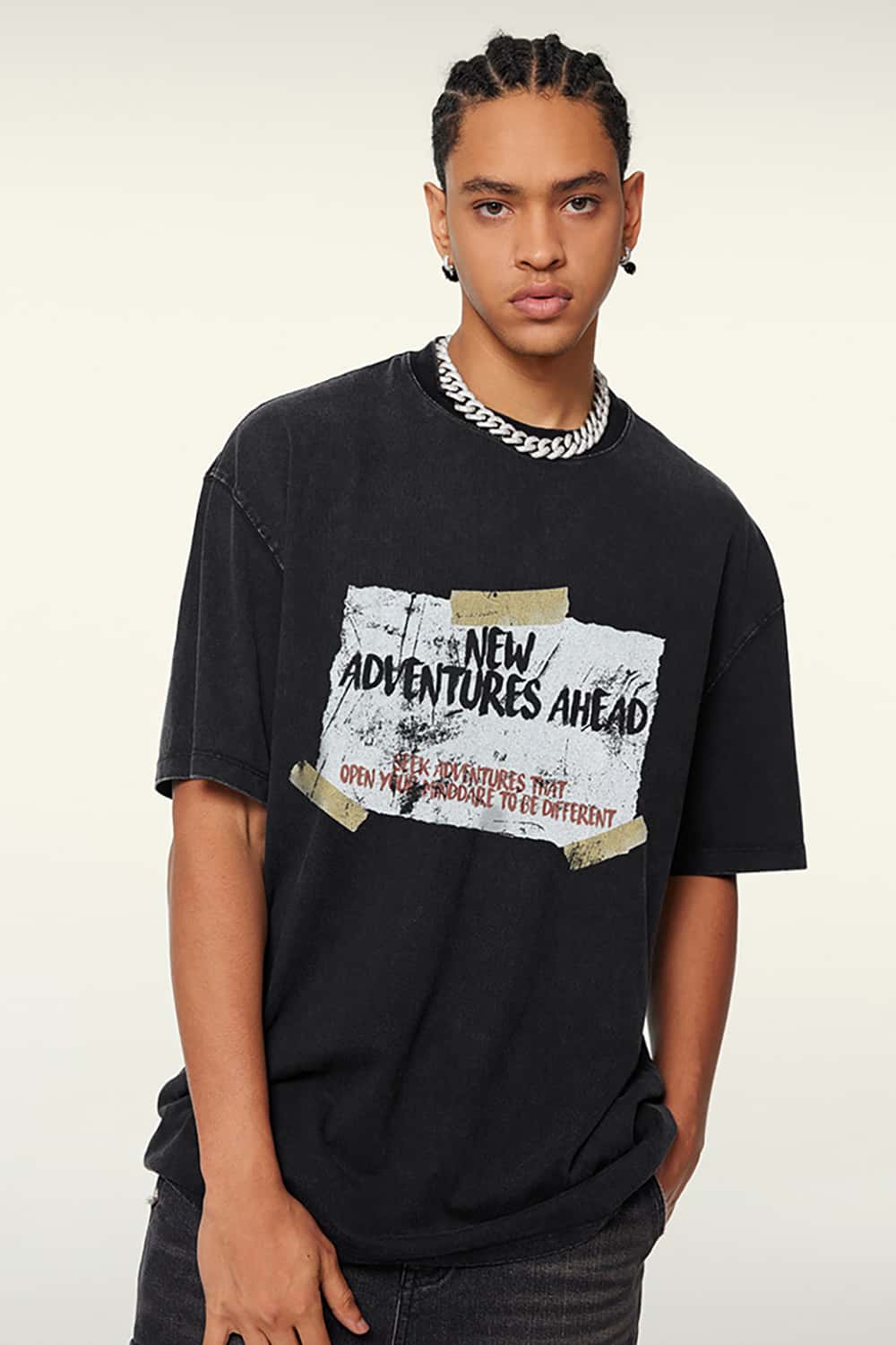 White Ink Heavyweight Graphic Tee - Fried Snowflakes