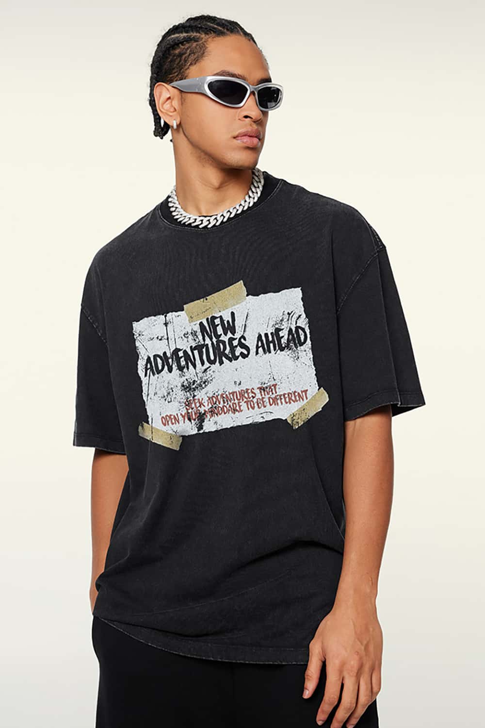 White Ink Heavyweight Graphic Tee - Fried Snowflakes