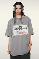 White Ink Heavyweight Graphic Tee - Medium Gray
