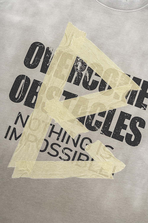 Washed Cotton Graphic Relaxed Tee - Light Gray