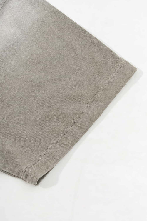 Washed Cotton Graphic Relaxed Tee - Light Gray