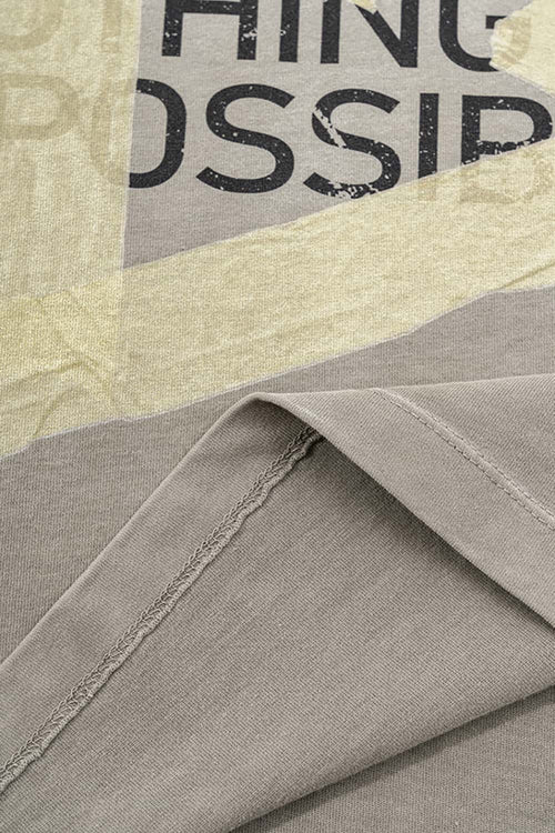Washed Cotton Graphic Relaxed Tee - Light Gray