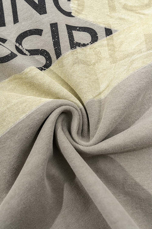 Washed Cotton Graphic Relaxed Tee - Light Gray