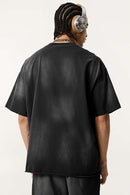 Distressed Rolled-Edge Graphic Tee - Vintage Black