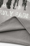 Distressed Rolled-Edge Graphic Tee - Vintage Medium Gray