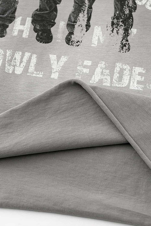 Distressed Rolled-Edge Graphic Tee - Vintage Medium Gray