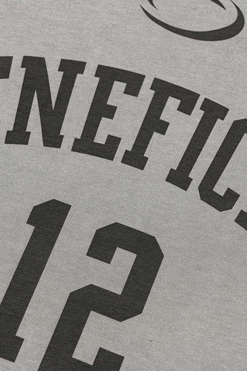 Oversized Typography Graphic Tee - Washed Light Gray