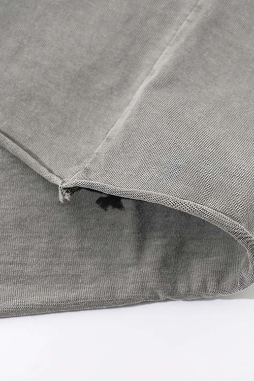 Oversized Typography Graphic Tee - Washed Light Gray