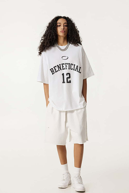 Oversized Typography Graphic Tee - White