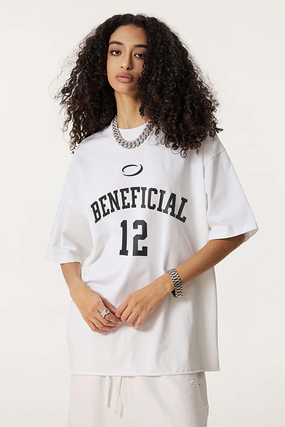 High Street Loose-Fit Letter Print Short Sleeve T-Shirt