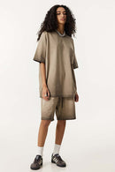 Heavyweight Vintage Washed Reverse Cotton Tee - Washed Coffee
