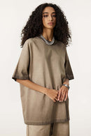 Heavyweight Vintage Washed Reverse Cotton Tee - Washed Coffee