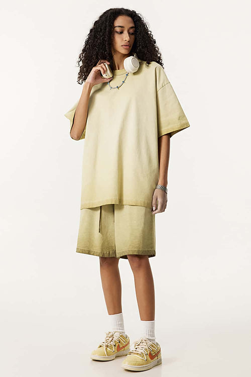 Heavyweight Vintage Washed Reverse Cotton Tee - Washed Khaki