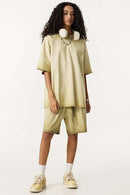 Heavyweight Vintage Washed Reverse Cotton Tee - Washed Khaki