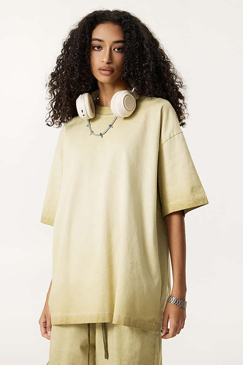 Heavyweight Vintage Washed Reverse Cotton Tee - Washed Khaki