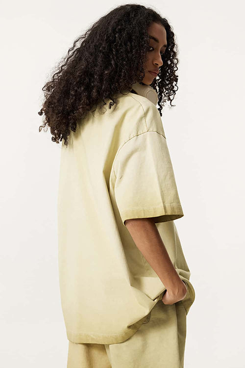 Heavyweight Vintage Washed Reverse Cotton Tee - Washed Khaki