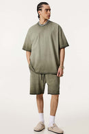 Heavyweight Vintage Washed Reverse Cotton Tee - Washed Military Green