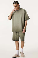 Heavyweight Vintage Washed Reverse Cotton Tee - Washed Military Green