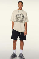 Premium Graphic Boxy Tee - Gray Apricot