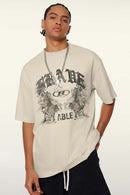 Premium Graphic Boxy Tee - Gray Apricot