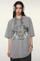 Premium Graphic Boxy Tee - Medium Gray