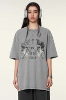 Premium Graphic Boxy Tee - Medium Gray