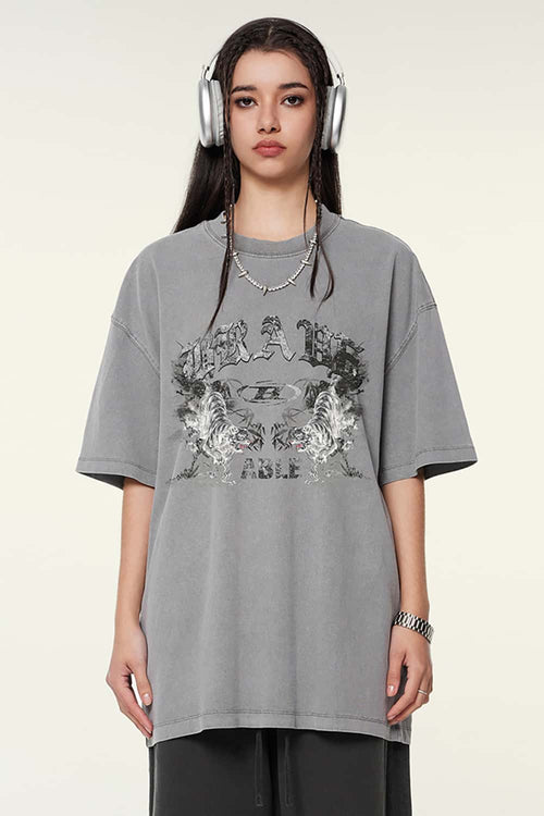 Premium Graphic Boxy Tee - Medium Gray