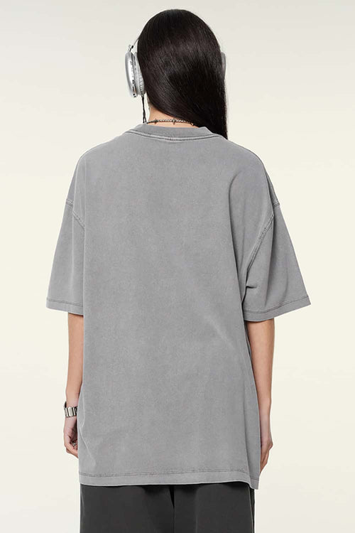 Premium Graphic Boxy Tee - Medium Gray