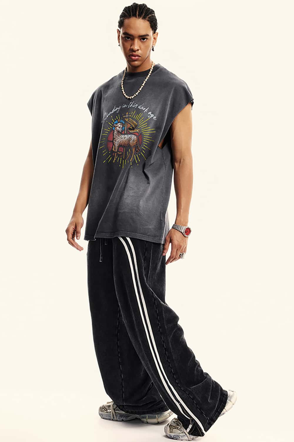 Street Style Gradient Sleeveless Vintage Wash Tank Top
