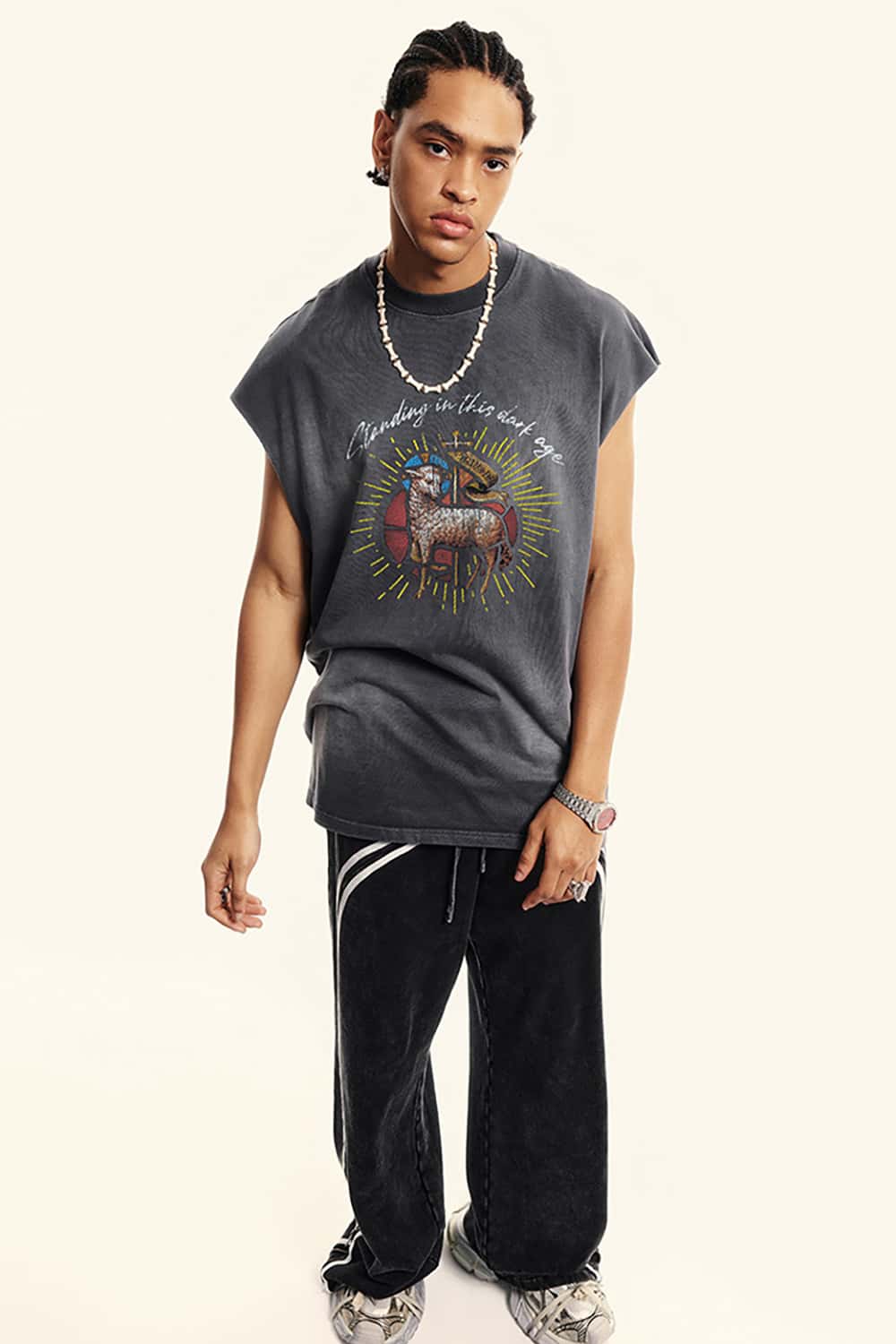 Street Style Gradient Sleeveless Vintage Wash Tank Top
