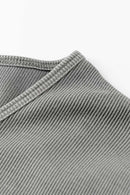 Buttoned V-Neck Fitted Tee - Medium Gray