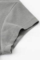 Buttoned V-Neck Fitted Tee - Medium Gray