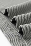 Buttoned V-Neck Fitted Tee - Medium Gray