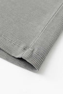 Buttoned V-Neck Fitted Tee - Medium Gray