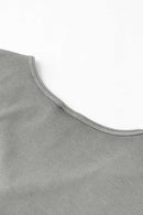 Buttoned V-Neck Fitted Tee - Medium Gray