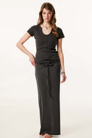 Deep U-Neck Slim-Fit Tee - Dark Gray