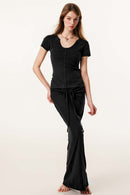Deep U-Neck Slim-Fit Tee - Fried Snowflakes