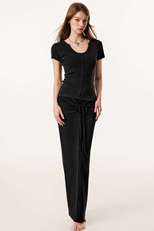Deep U-Neck Slim-Fit Tee - Fried Snowflakes