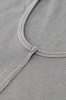 Deep U-Neck Slim-Fit Tee - Medium Gray