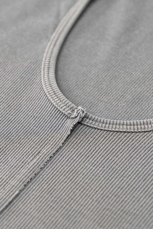 Deep U-Neck Slim-Fit Tee - Medium Gray