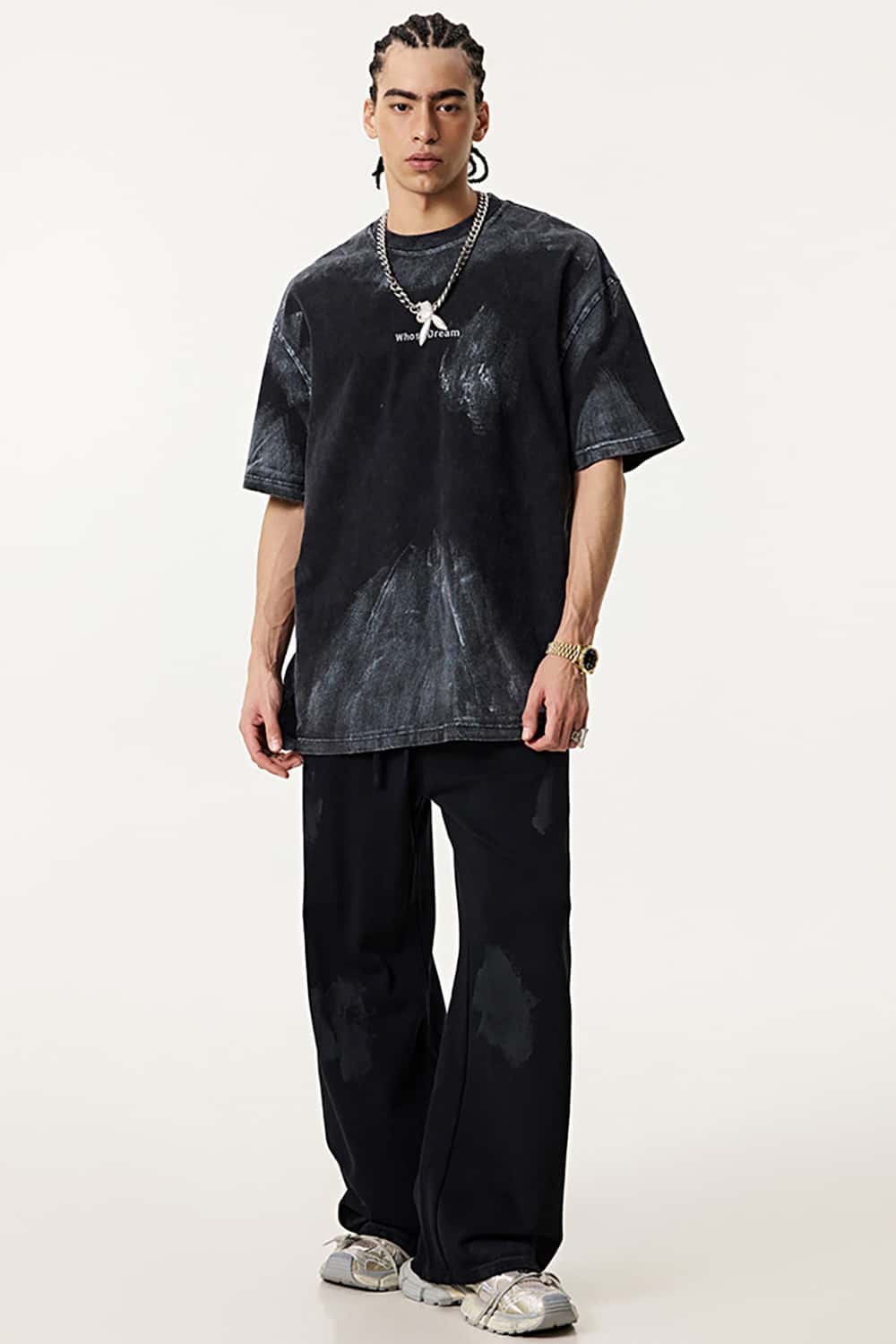 Custom Distressed Graffiti Paint Short Sleeve T-Shirt